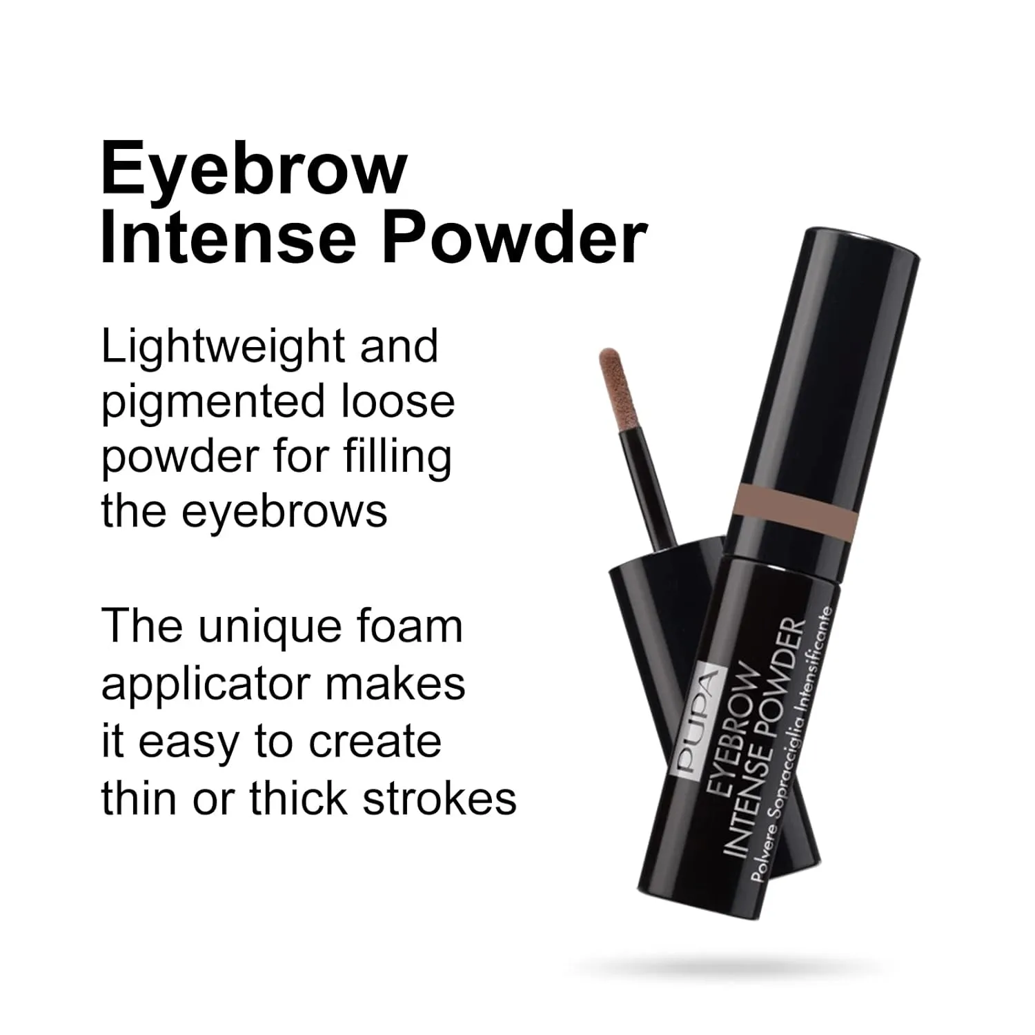 Pupa Milano Eyebrow Intense Powder - Instant Tinting Brow Definer Powder - Buildable, Soft, Smudge Proof Texture - Gives Thin, Sparse Brows Natural Color and Shape - 002 Brown - 0.035 oz