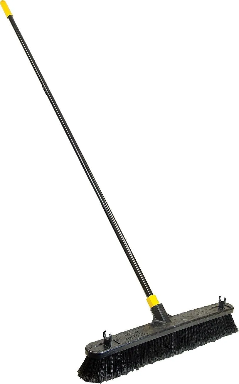 Quickie Bulldozer Smooth Surface Push Broom 24 inch, Black, Sweep and Clean Tile/Sealed Concrete/Other Hard Flooring, Indoor/Outdoor Use/Heavy Duty Cleaning