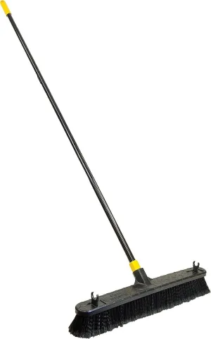 Quickie Bulldozer Smooth Surface Push Broom 24 inch, Black, Sweep and Clean Tile/Sealed Concrete/Other Hard Flooring, Indoor/Outdoor Use/Heavy Duty Cleaning