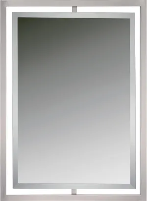 Quoizel Marcos Rectangular Wall Mirror, 32 x 24 Inch Brushed Nickel Decorative Small Mirror, Horizontal/Vertical, Modern Framed Mirror for Bedroom, Bath, Vanity, Over Sink, Living Room or Hallway