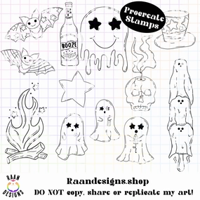 RAAN Spooky Fourth Brushset- 12 Procreate Stamp Set