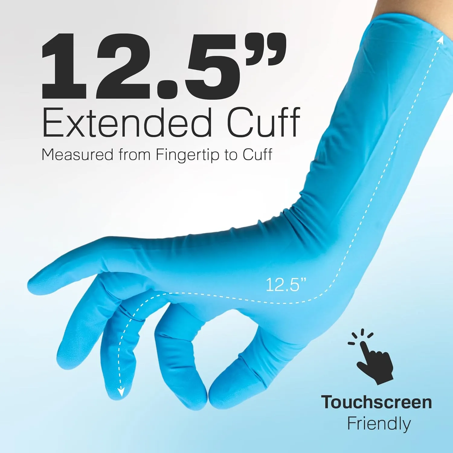 Raxwell Disposable Extended Cuff Nitrile Gloves | Heavy Duty Long Nitrile Gloves 8.5mil Disposable Latex Free Cleaning Gloves