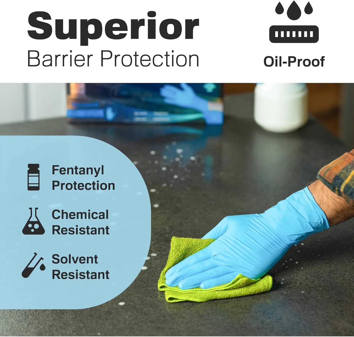 Raxwell Disposable Extended Cuff Nitrile Gloves | Heavy Duty Long Nitrile Gloves 8.5mil Disposable Latex Free Cleaning Gloves