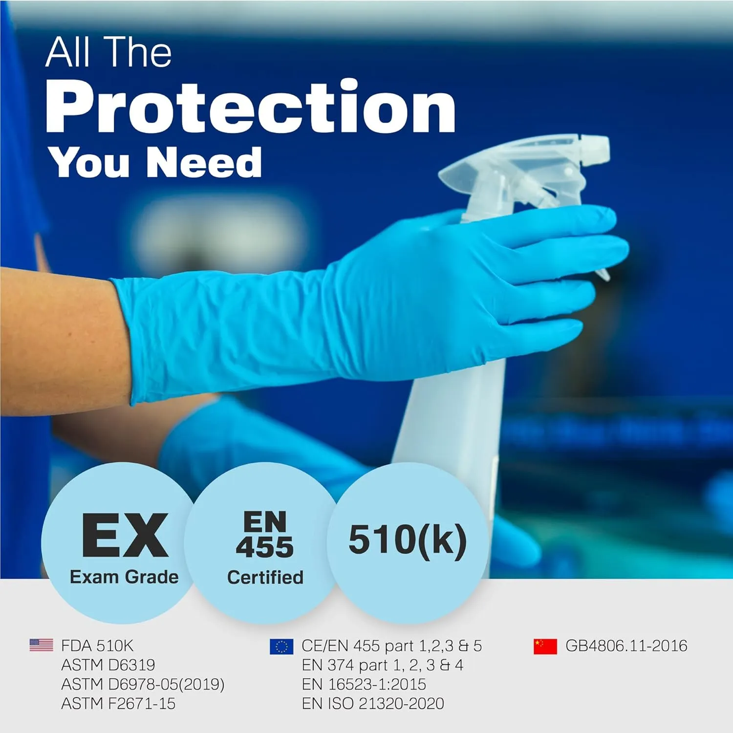 Raxwell Disposable Extended Cuff Nitrile Gloves | Heavy Duty Long Nitrile Gloves 8.5mil Disposable Latex Free Cleaning Gloves