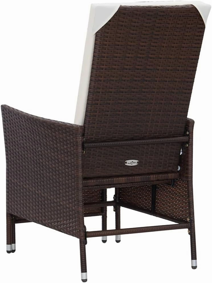 Reclining Patio Chair with Cushions Brown PE Rattan Outdoor Lounge Chair with Footrest and Adjustable Backrest for Relaxation in Garden, Patio, Beach, and Camping