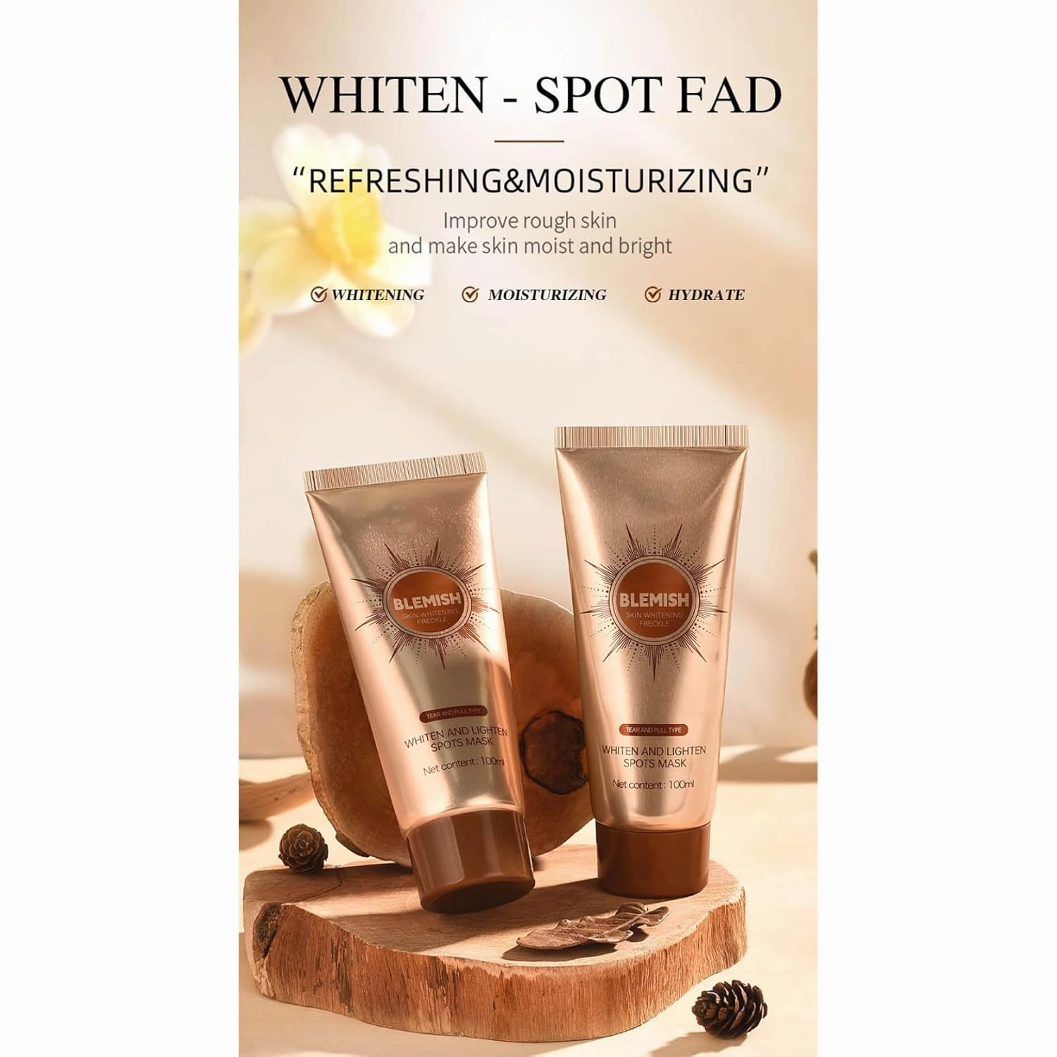 Rejuvenating Facial Mask 1 Piece Brightening Hydrating Skin Care Instant Glow for Women Girls Moisturizing Radiance Brown One Size