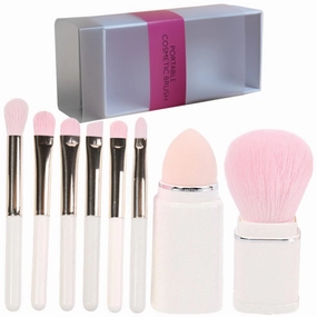 Retractable Makeup Brush Set 8-piece Labeled Kit Women's Makeup Brushes for Face Travel Size Portable Beauty Tools