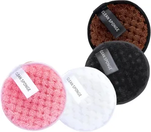 Reusable Makeup Remover Pads – 4‑Pack Washable Microfiber Cotton Rounds for Face Cleansing & Makeup Removal – Eco‑Friendly, Soft Dual‑Sided Cleaning Sponge for All Skin Types