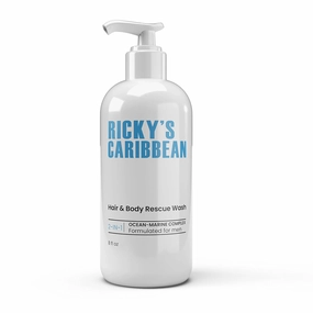 RICKY’S 2 in 1 Body Wash for Men - Natural Hair and Body Wash – Ocean Minerals Hydrating and Nourishing wash – MSM Herbal, Aloe Vera, and Oil Extract Men’s Skin Care Shower and Shave Body wash
