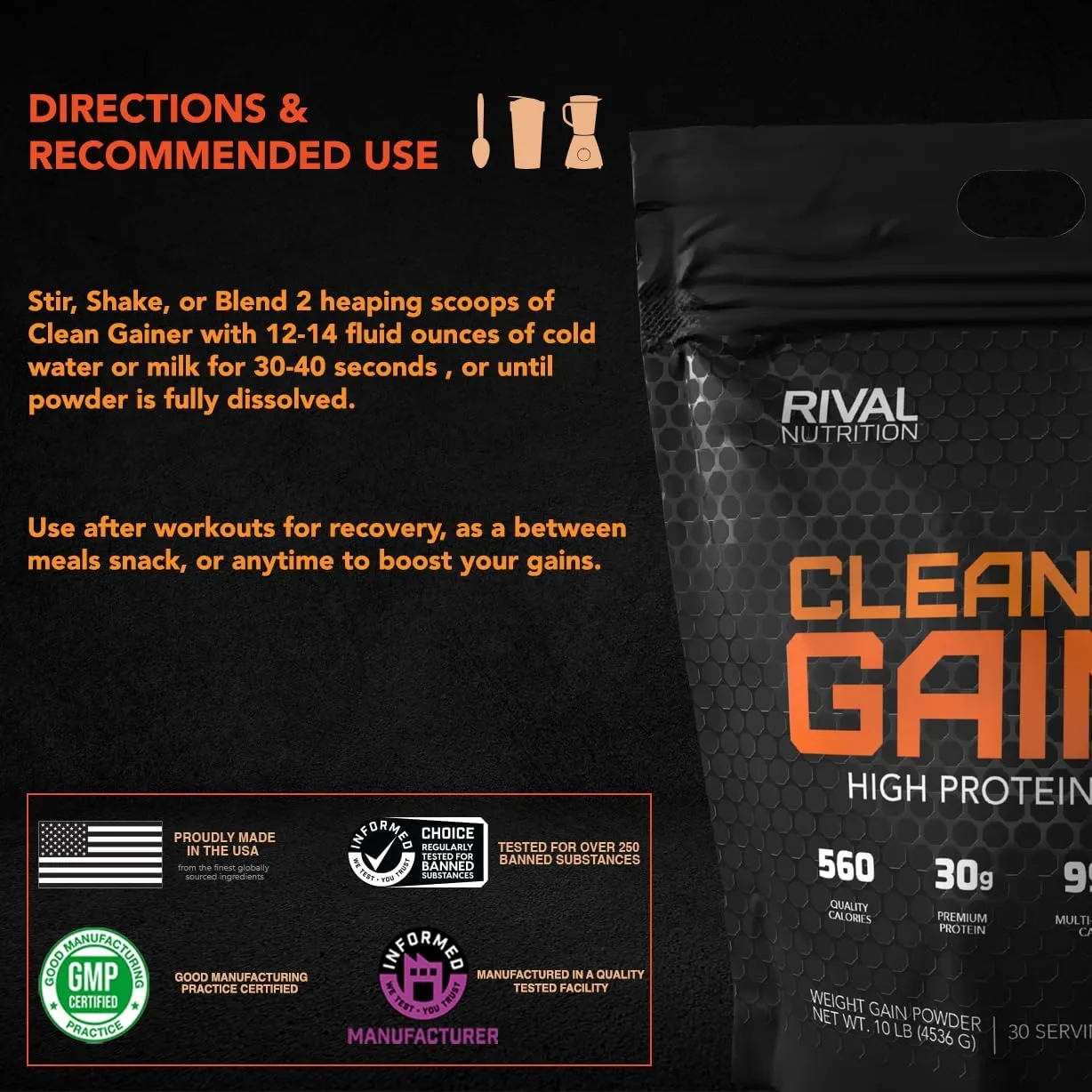RIVAL NUTRITION Clean Gainer - Soft Serve Vanilla 12lb