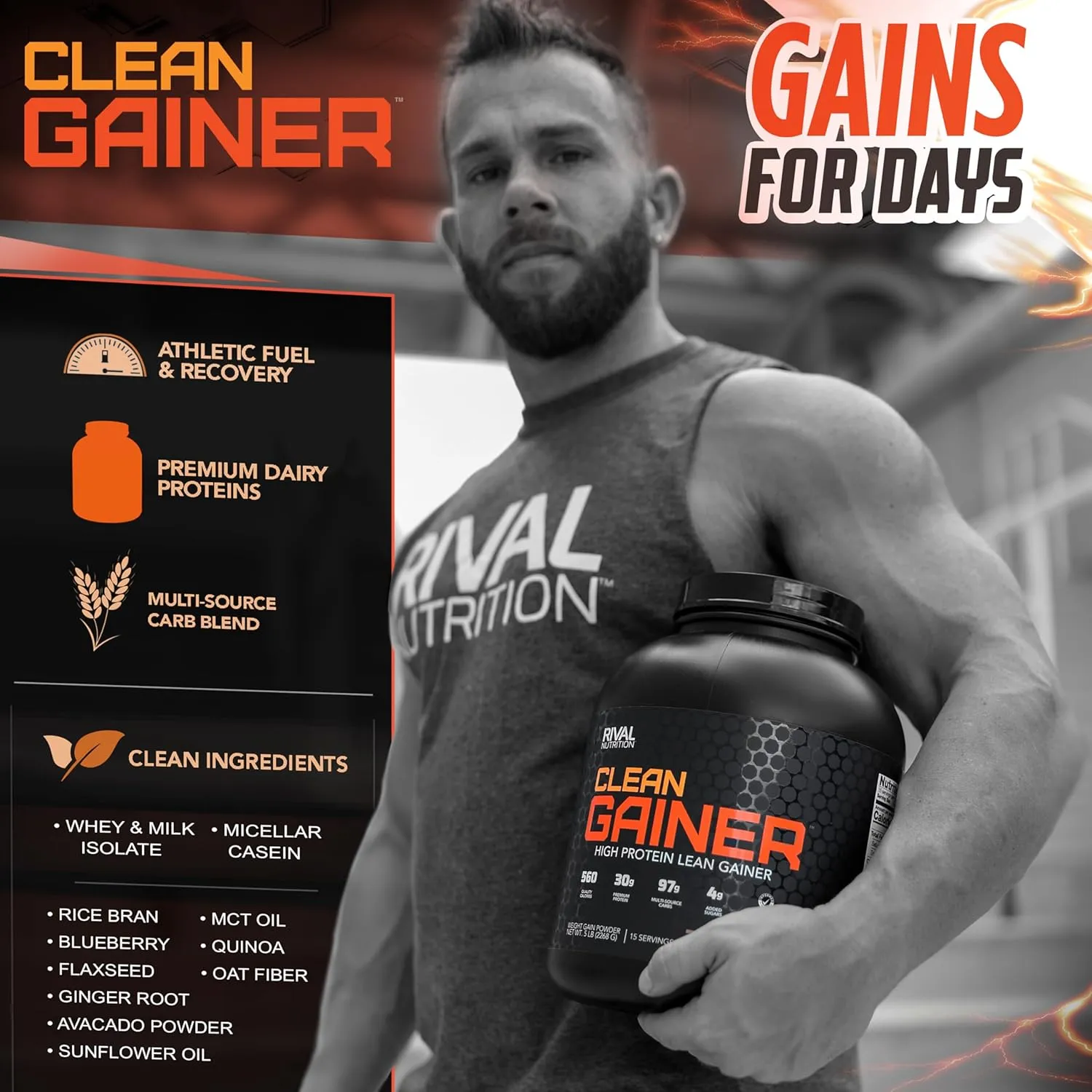 RIVAL NUTRITION Clean Gainer - Soft Serve Vanilla 12lb