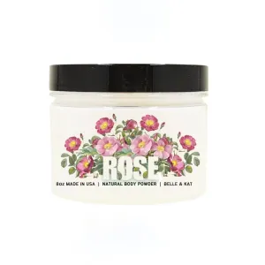 Rose Scented Body Powder for Men & Women, Perfume Dusting Powder, Bath Powder with Fragrance & Essential Oils, Talc Free 8oz Container, Made in USA