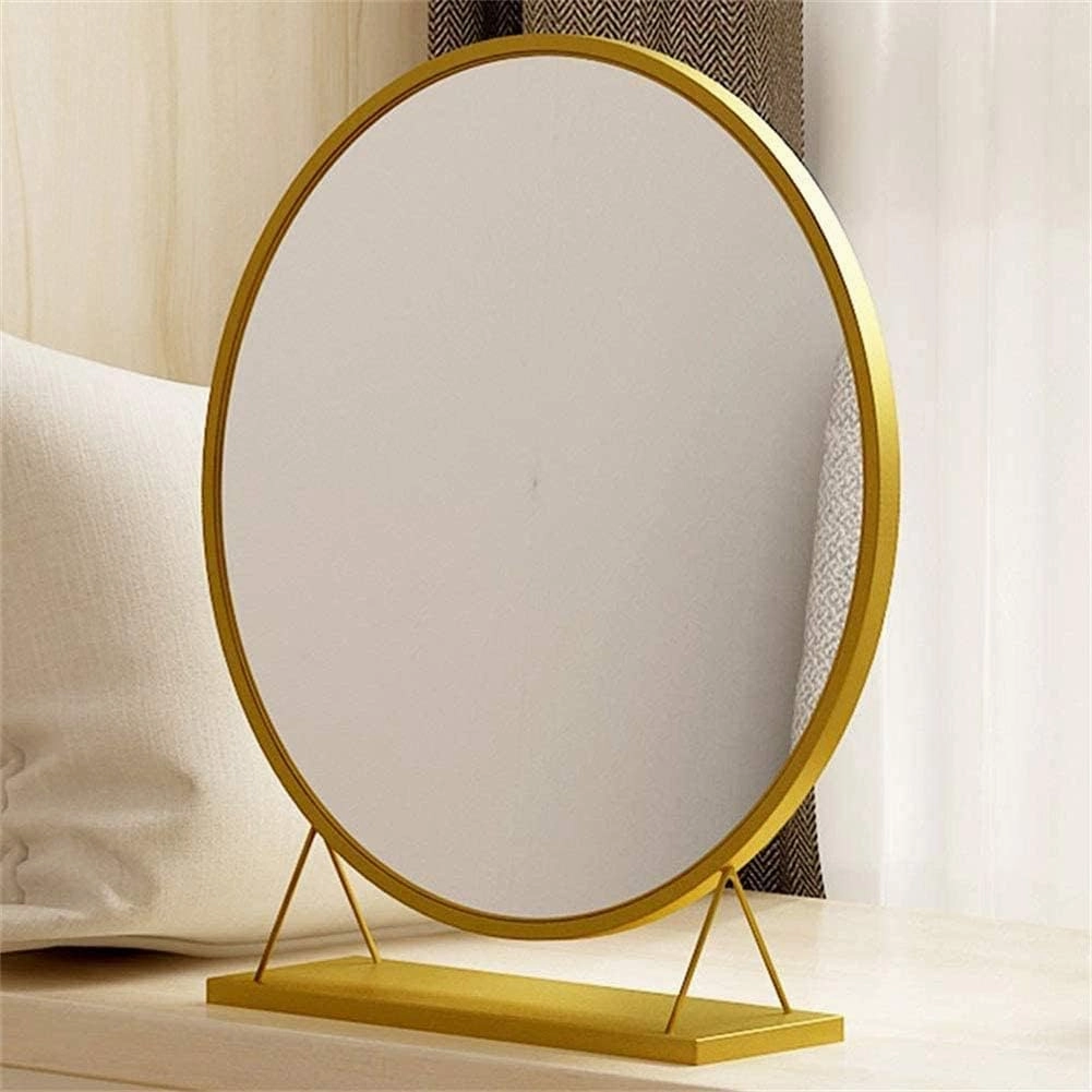 Round Makeup Cosmetic Mirror for Bathroom or Bedroom Table Top Portable Glass Mirror Stand with Base