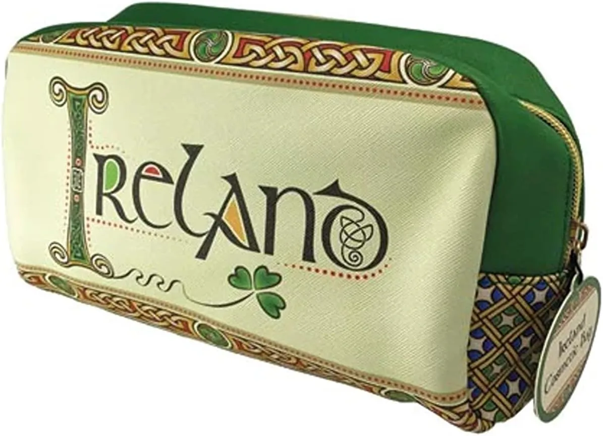 Royal Tara Ireland Cosmetic Bag Shamrock Makeup and Accessories Travel Organizer St Patrick's Day Gift 9.05"", green