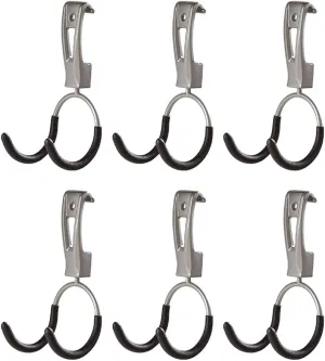 Rubbermaid Universal Powder Coaded Metallic FastTrack Hanging Garage Hook Organizers for Ladder, Tool, and Bike Storage (6 Pack)