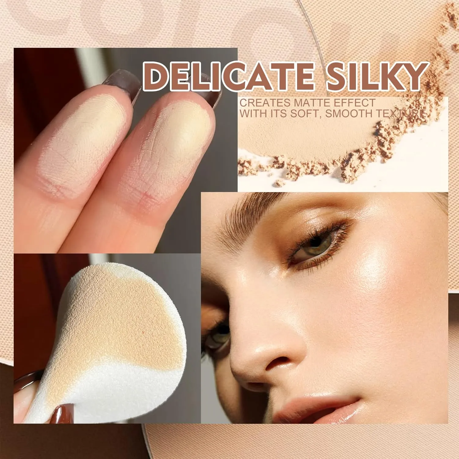 SACE LADY Face Powder Waterproof Sets Makeup, Controls Shine, Smooth Fine Lines for Flawless Lightweight Finish, Long Lasting Matte Compact Setting Powder Cosmetics Cruelty-free, 0.35oz (#02)