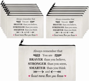 Saintrygo 14 Pieces Inspirational Gifts for Women Positive Makeup Bags Christmas Thanksgiving Always Remember You Are Braver Than You Think Encouragement Birthday Friendship Gift for Friend Mom Sister