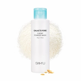 SAM'U Galacto Pore Chewy Powder Wash, Gentle Enzyme Powder Facial Cleanser & Galactomyces Exfoliator for Pores, Korean Skincare for All Skin Types, 1.76 oz