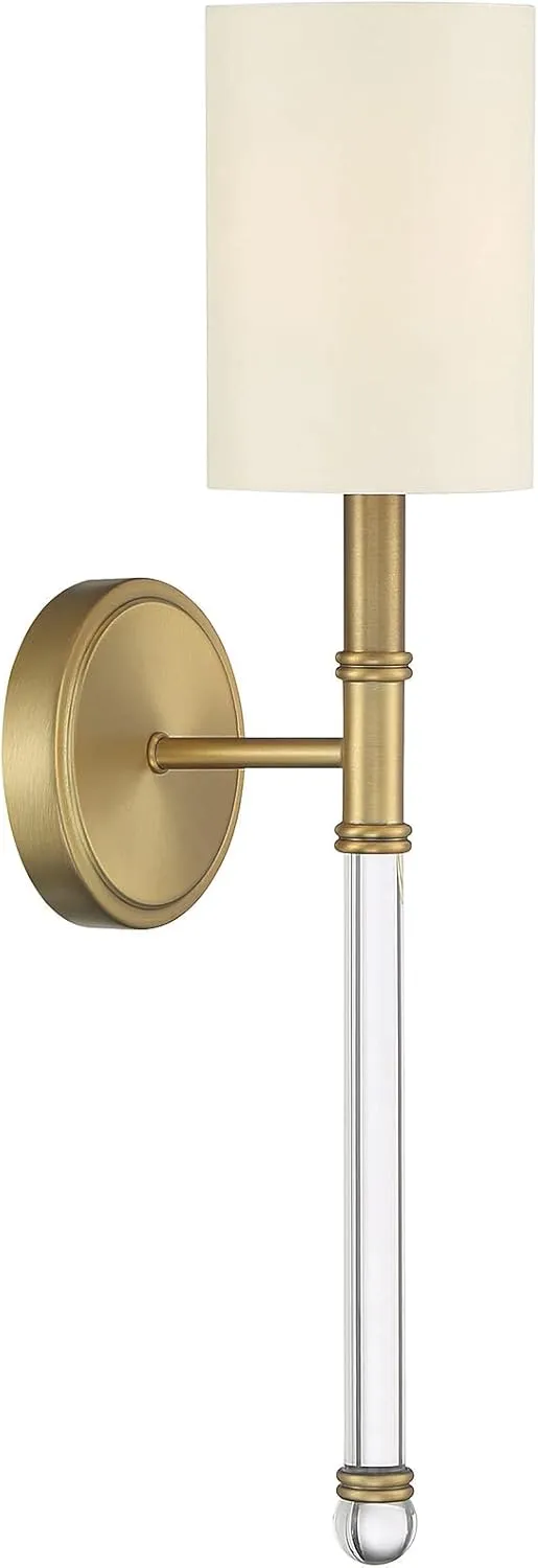 Savoy House 9-101-1-322 Fremont Traditional Soft White Wall Sconce, 1-Light 60 Watt, 21" H x 5" W, Warm Brass