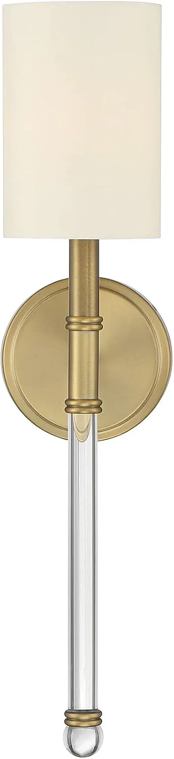 Savoy House 9-101-1-322 Fremont Traditional Soft White Wall Sconce, 1-Light 60 Watt, 21" H x 5" W, Warm Brass