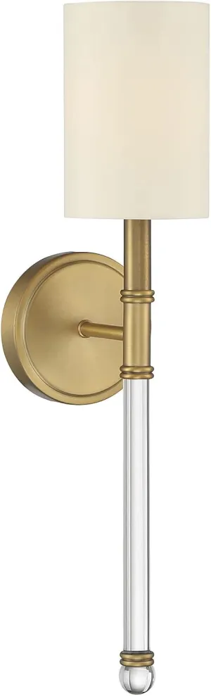 Savoy House 9-101-1-322 Fremont Traditional Soft White Wall Sconce, 1-Light 60 Watt, 21" H x 5" W, Warm Brass