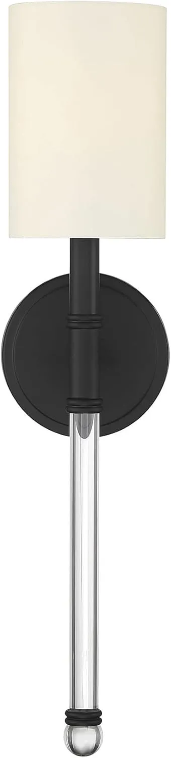 Savoy House 9-101-1-89 Fremont Traditional Soft White Wall Sconce, 1-Light 60 Watt, 21" H x 5" W, Matte Black