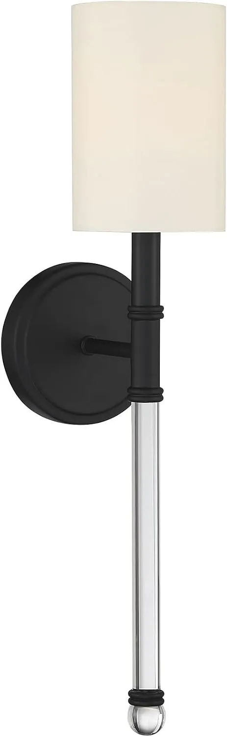 Savoy House 9-101-1-89 Fremont Traditional Soft White Wall Sconce, 1-Light 60 Watt, 21" H x 5" W, Matte Black