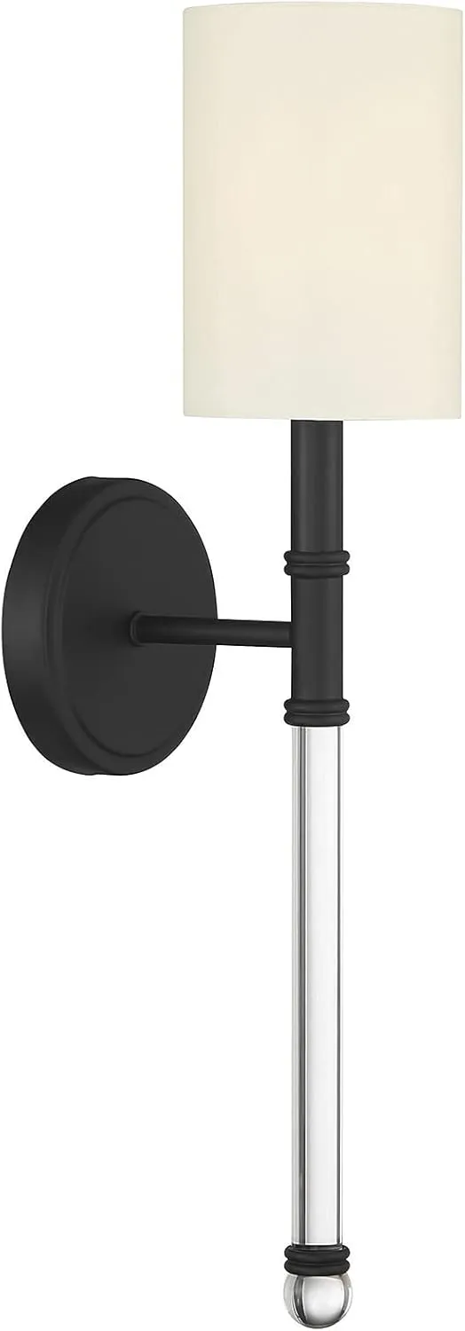 Savoy House 9-101-1-89 Fremont Traditional Soft White Wall Sconce, 1-Light 60 Watt, 21" H x 5" W, Matte Black