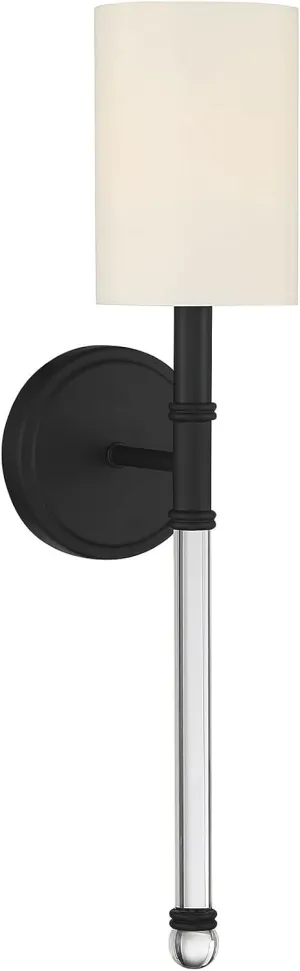 Savoy House 9-101-1-89 Fremont Traditional Soft White Wall Sconce, 1-Light 60 Watt, 21" H x 5" W, Matte Black