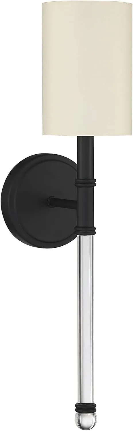 Savoy House 9-101-1-89 Fremont Traditional Soft White Wall Sconce, 1-Light 60 Watt, 21" H x 5" W, Matte Black