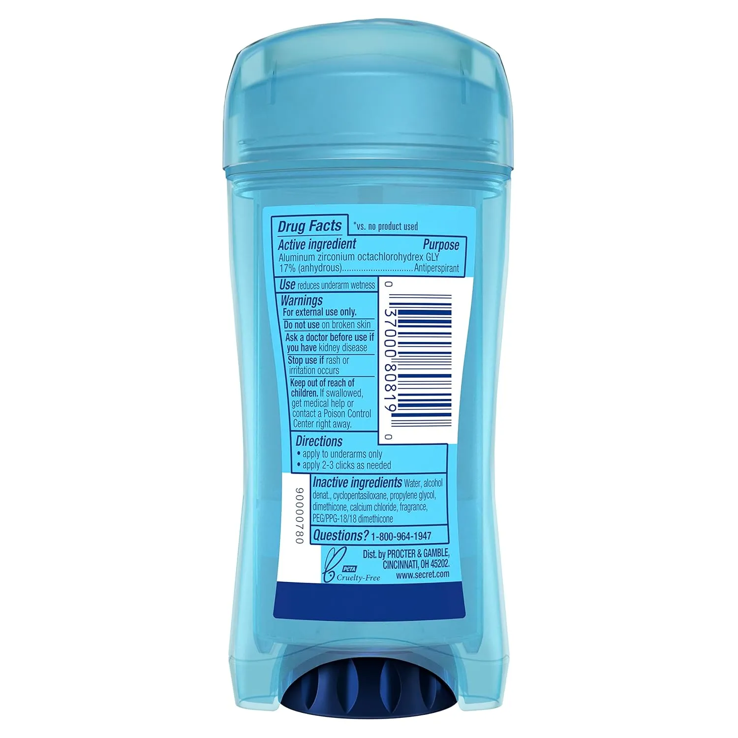 Secret Antiperspirant Deodorant for Women, Protecting Powder Scent, Clear Gel, Outlast Xtend, 2.6 Oz (Pack of 6)