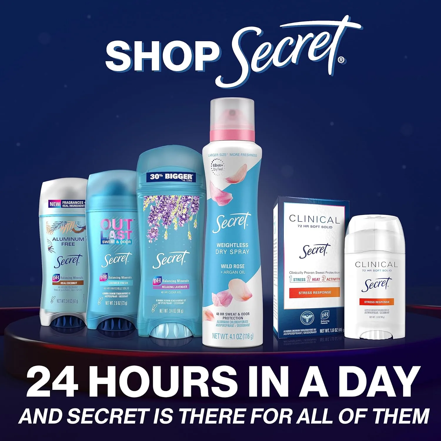Secret Antiperspirant Deodorant for Women, Protecting Powder Scent, Clear Gel, Outlast Xtend, 2.6 Oz (Pack of 6)