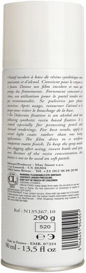 Sennelier Delacroix Fixative, 13.5 Fl Oz, Spray (Pack of 1), Clear