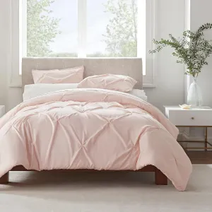 SERTA Simply Clean Ultra Soft 2 Piece Hypoallergenic Stain Resistant Pleated Duvet Cover Set, Twin/Twin XL, Blush