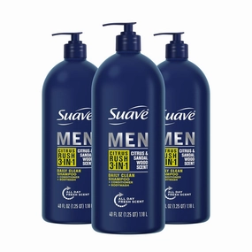 Shampoo Conditioner Bodywash Men 3 in 1 Citrus & Sandal Wood to Cleanse and Nourish Hair and Skin, 40 Oz Pack of 3