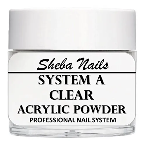 SHEBA NAILS System A Acrylic Nail Powder CLEAR- 4oz Jar