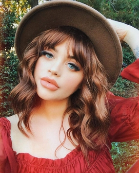 Short Curly Wigs with Bangs for Women 14 Inches Wavy Bob Wig Synthetic Heat Resistant Fiber Wigs (27-30)