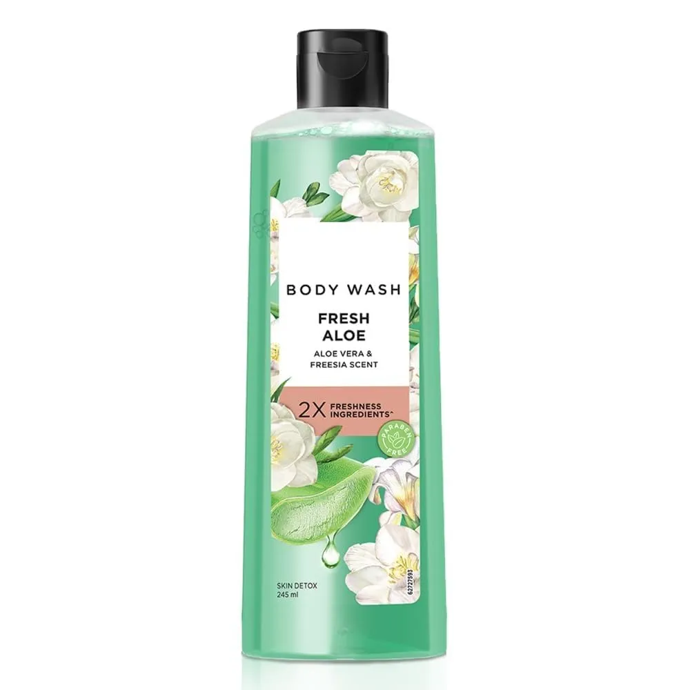 Shower Gel, Freesia Scent & Aloe Vera Bodywash, Skin Cleanser With Long Lasting Fragrance, Paraben Free, 245 Ml