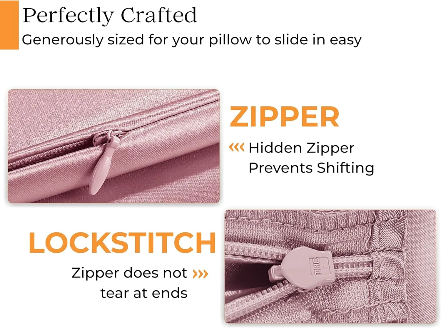 Sleep Mantra 100% Mulberry Silk Pillowcase for Hair and Skin Health, Hidden Zipper, 22 Momme, Both Sides Smooth, Breathable and Natural, Machine Washable, (King, Blush)