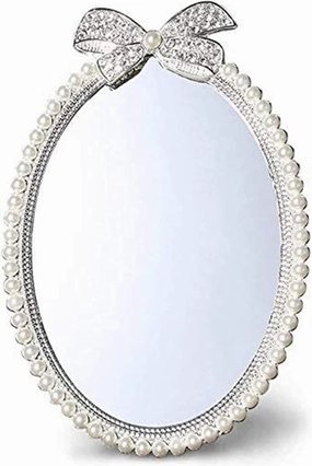 Small Mirror Makeup Mirror,European-Style Metal Desktop Single-Sided Vanity Mirror Makeup Mirror