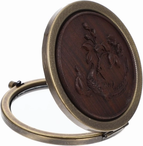 Small Round Mirror Circle Purse Wooden Purse Travel Cosmetic Mirror for Purse Portable Compact Mirror Mini Foldable Mirror Dual-Sided Folding Mirror Makeup Mirrors Metal Fine