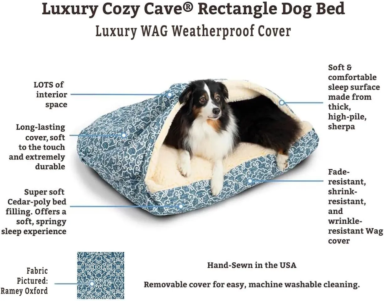 Snoozer Pet Products Luxury Rectangle Cozy Cave, Wag Collection, Small, Pedigree Blush