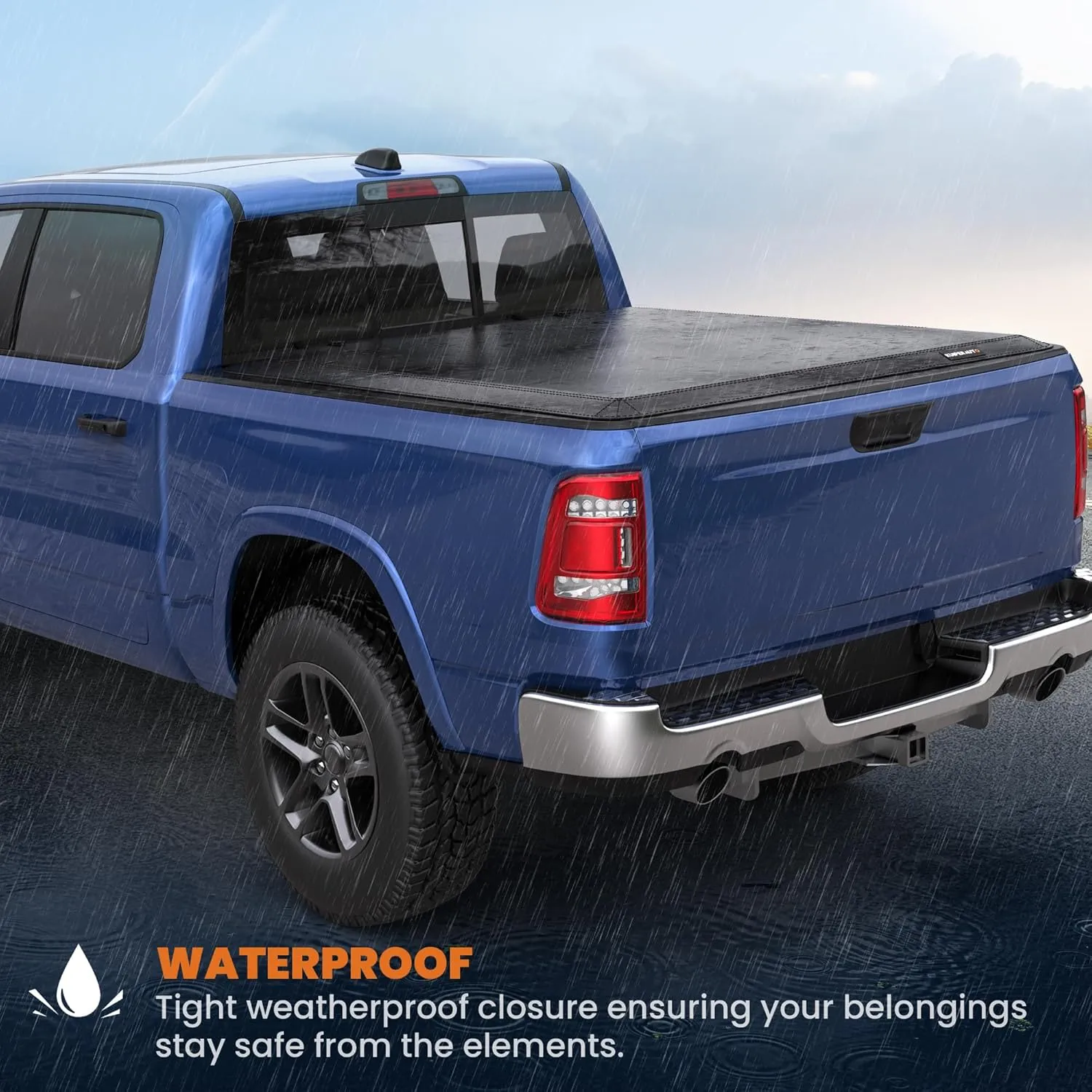 Soft Quad-fold Truck Tonneau Cover Compatible for 02-2024 Dodge Ram 1500(Incl. 2019-2023 Classic & 2019-2024 New Body Style)/2003-2024 Ram 2500 3500 W/o Ram Box 6.4 Feet Bed