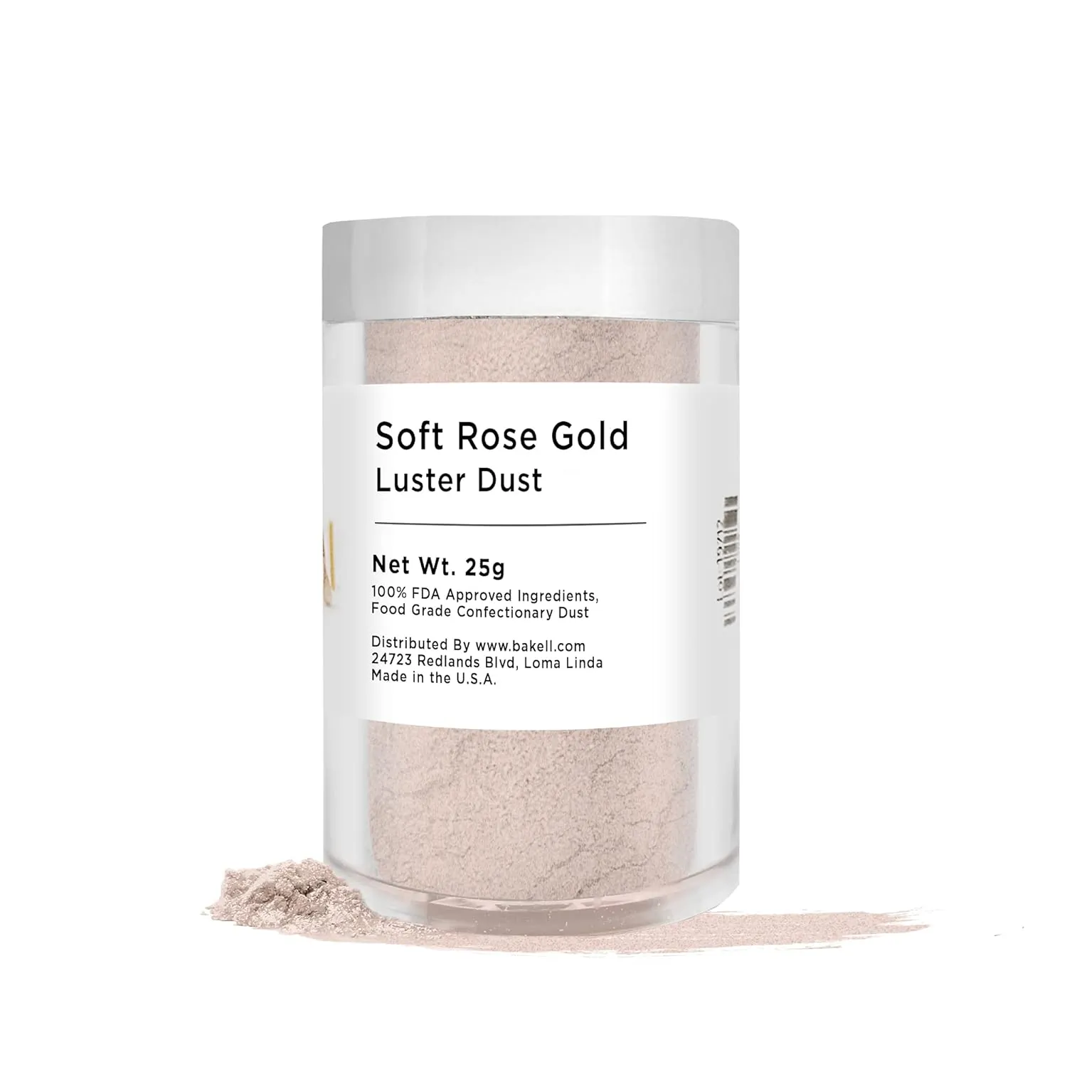 Soft Rose Gold BAKELL Edible Luster Dust & Paint | LUSTER DUST | KOSHER Certified | Halal Certified Paint, Powder & Dust | 100% Edible & Food Grade| Cakes, Vegan Paint & Dust (25g, Soft Rose Gold)