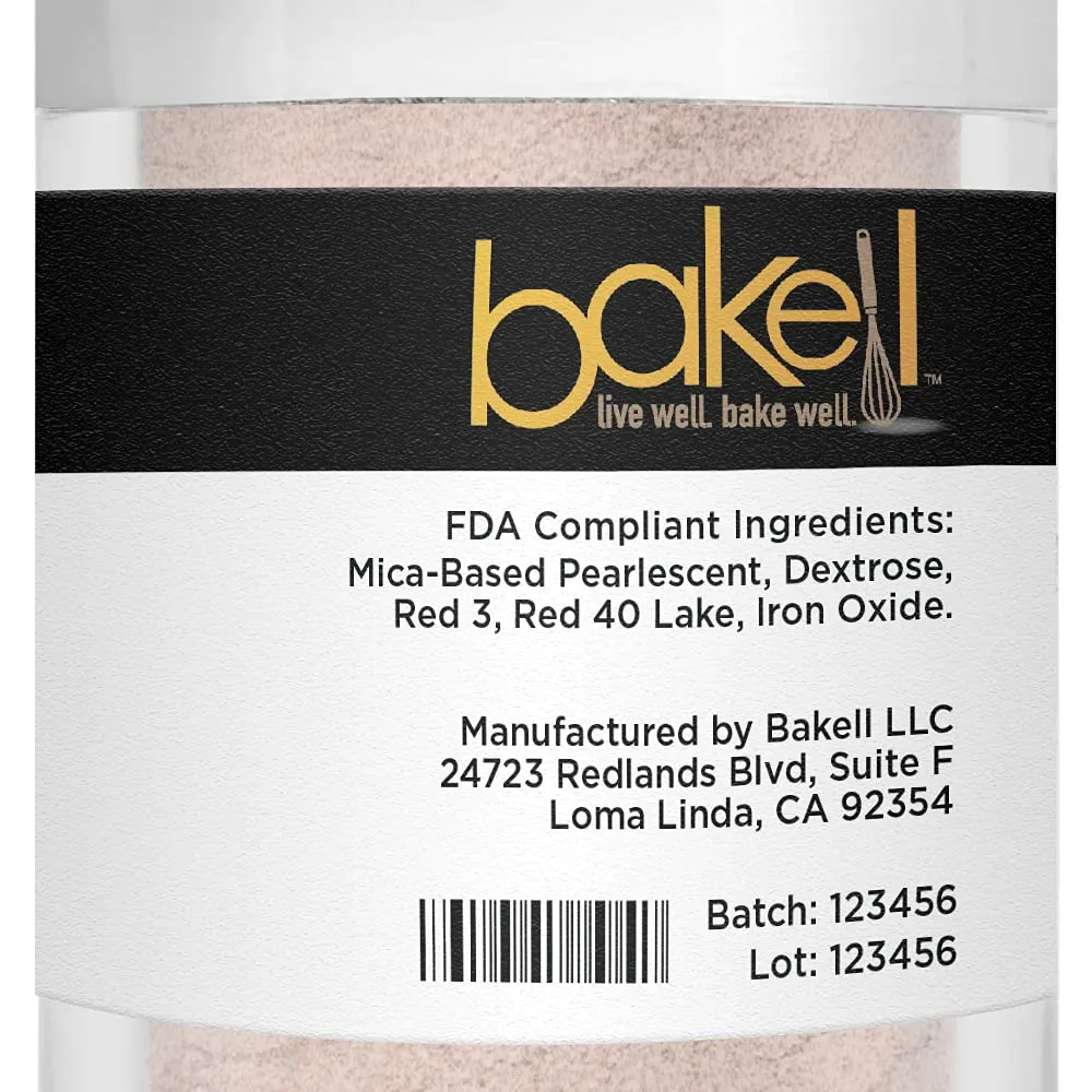 Soft Rose Gold BAKELL Edible Luster Dust & Paint | LUSTER DUST | KOSHER Certified | Halal Certified Paint, Powder & Dust | 100% Edible & Food Grade| Cakes, Vegan Paint & Dust (25g, Soft Rose Gold)