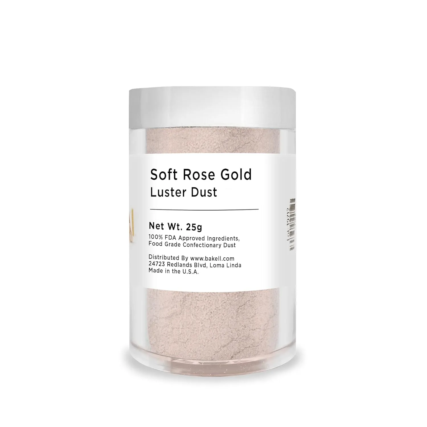 Soft Rose Gold BAKELL Edible Luster Dust & Paint | LUSTER DUST | KOSHER Certified | Halal Certified Paint, Powder & Dust | 100% Edible & Food Grade| Cakes, Vegan Paint & Dust (25g, Soft Rose Gold)