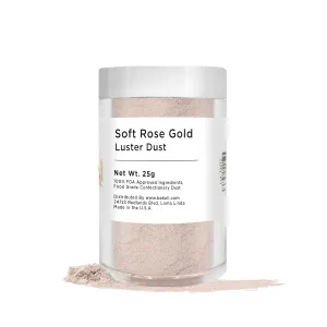Soft Rose Gold BAKELL Edible Luster Dust & Paint | LUSTER DUST | KOSHER Certified | Halal Certified Paint, Powder & Dust | 100% Edible & Food Grade| Cakes, Vegan Paint & Dust (25g, Soft Rose Gold)