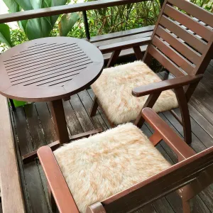 Softlife White Faux Fur Sheepskin Chair Cover 2 PCs Seat Cushion Pad Super Soft Area Rugs for Living Bedroom Sofa Dorm (1.6ft x 1.6ft, White with Brown Tips,)