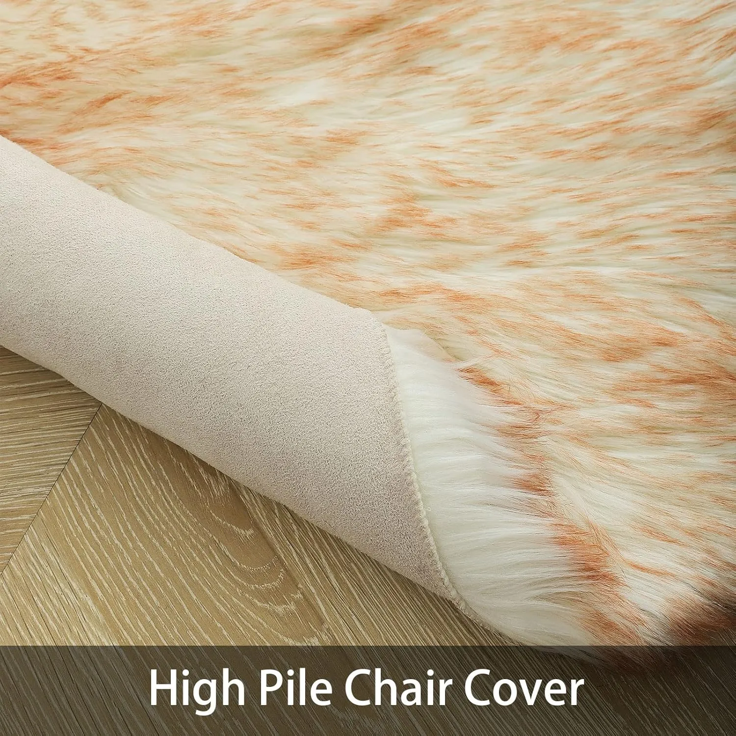 Softlife White Faux Fur Sheepskin Chair Cover 2 PCs Seat Cushion Pad Super Soft Area Rugs for Living Bedroom Sofa Dorm (1.6ft x 1.6ft, White with Brown Tips,)