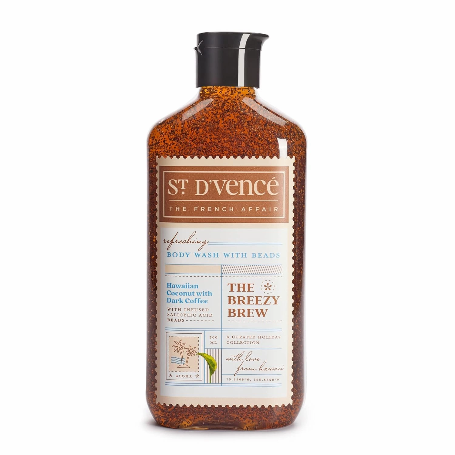 St. D’vence Breezy Brew Salicylic Acid Body Wash Shower Gel for Women & Men with Coffee & Coconut | Deep Cleansing, Paraben & SLS Free | Body Wash for Summer - 300 ml